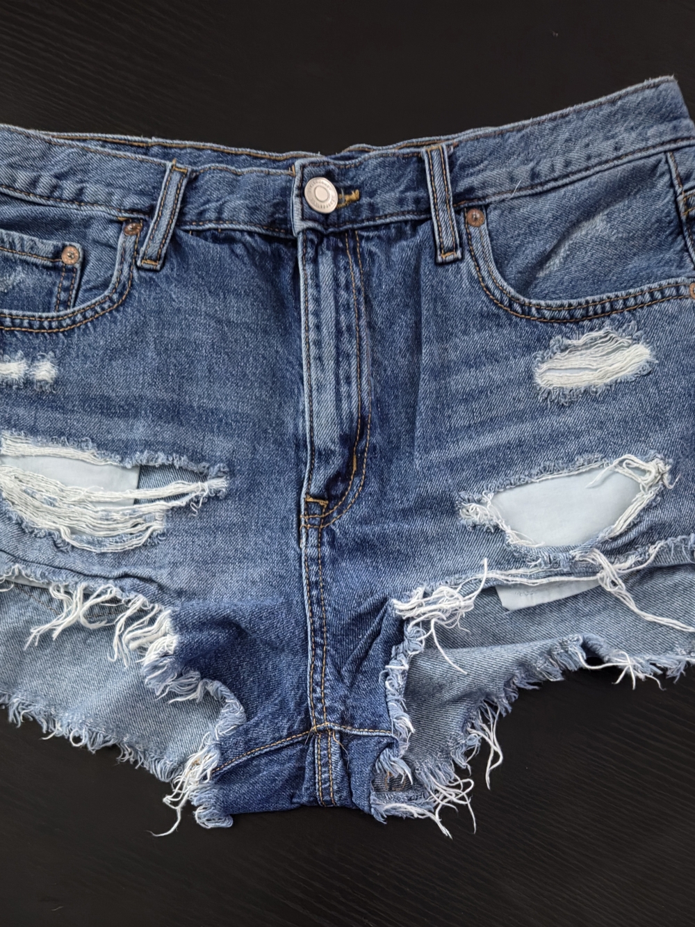 Aeropostale Ripped Dark Blue Denim Cutoff Shorts